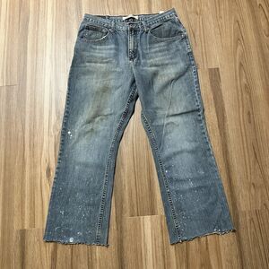 Wrangler Relaxed Boot Jeans Men 33x28 Dark Wash Distressed Grunge Workwear